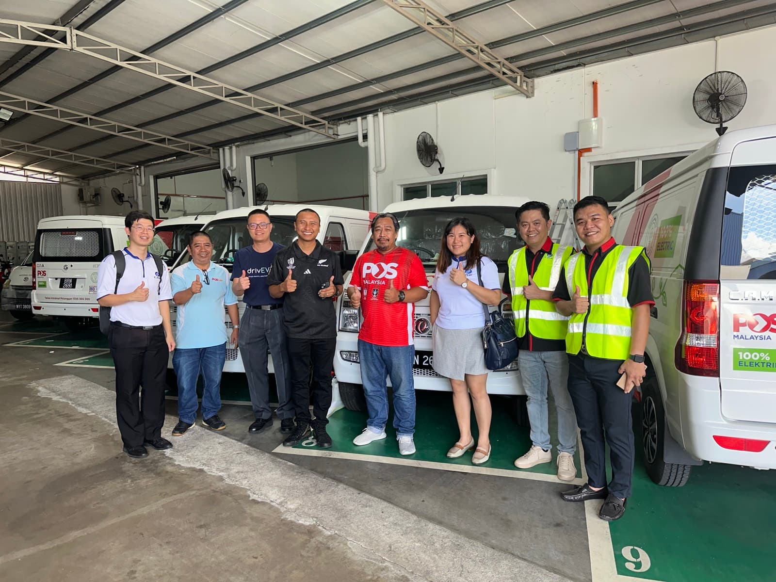 NexFleet team on-site with a Pos Malaysia electric-van fleet